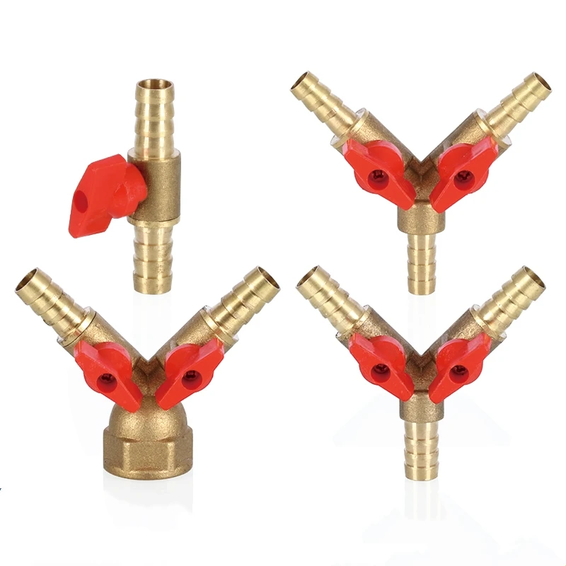 8mm 10mm Wąż Barb x 1/2" BSP Gwint męski Gwint żeński 3 Trójdrożny mosiężny zawór kulowy Złączka rurowa Adapter do paliwa Gaz Woda