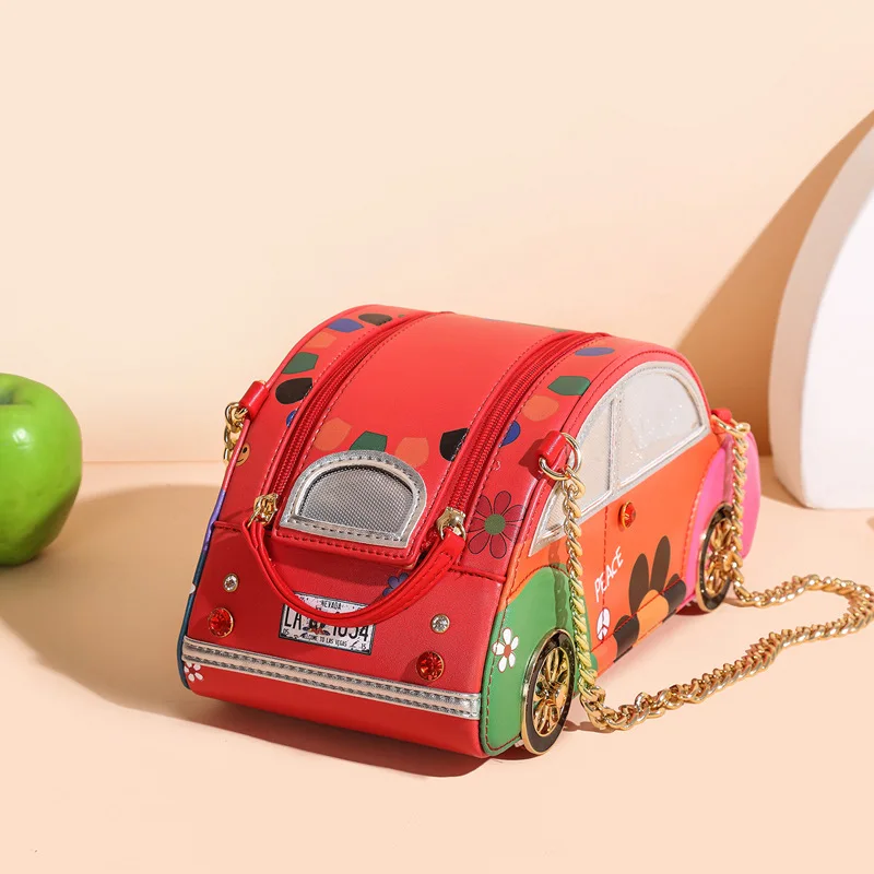 Bolso estilo coche Vintage para mujer, bolsa de hombro con cadena de Color cosida, bolso de mano femenino de marca de diseñador para fiesta