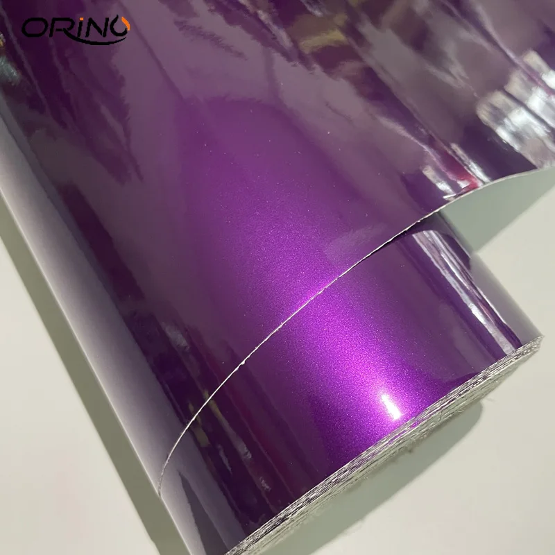 Glitter Gloss Candy Metallic Purple Vinyl Sheet DIY Adhesive Car Wrap Sticker with Air Release Bubbles Free