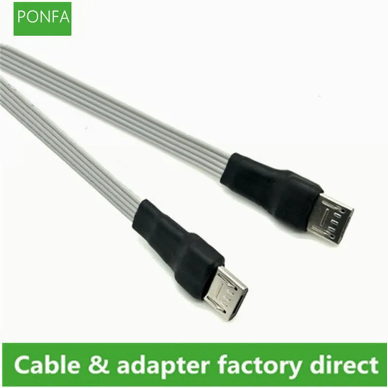 Micro USB 5pin Flat Cable Micro USB 2.0 Male Connector to Micro USB 2.0 Male & Female Extension Cable 0.1m/0.2m/0.3m/0.5m/1m/2m