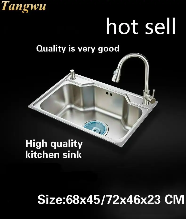 

Tangwu Fashion kitchen Food-grade 304 stainless steel water trough The single slot 68x45/72x46x23 CM