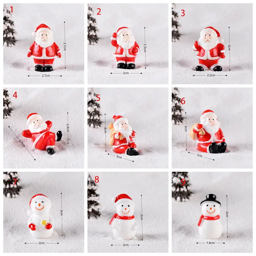 Santa Claus งานฝีมือประดับสวนขนาดเล็กน่ารักเรซิ่น Micro ภูมิทัศน์ Figurines ตกแต่งคริสต์มาสเครื่องประดับคริสต์มาส