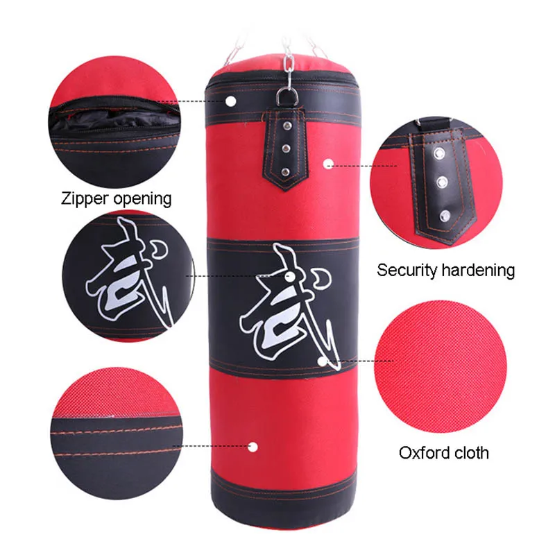 60cm 80cm 100cm 120cm Empty Boxing Punching Bag Hanging Kick Sandbag Boxing Training Fight Karate Sandbag with Wrist Guard Glove