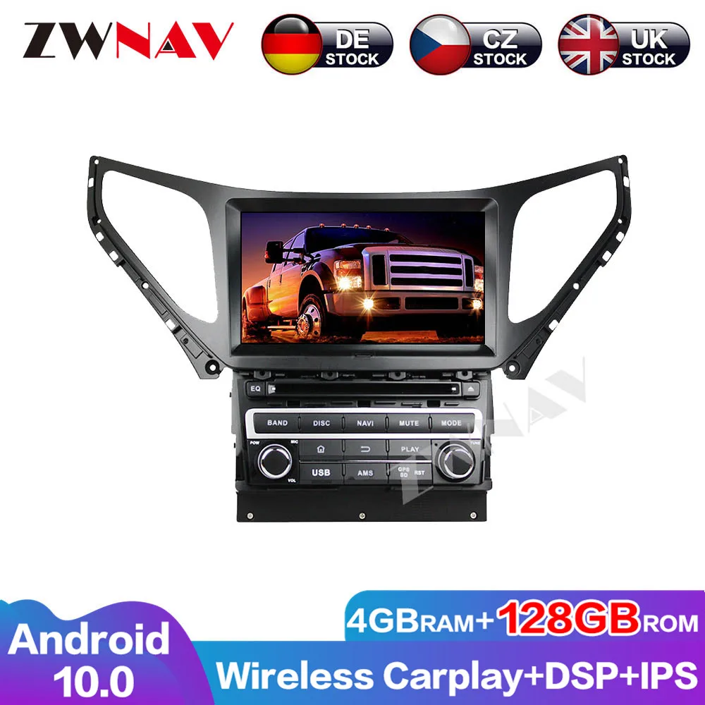 128G Carplay Radio Android 10 DVD Player Multimedia Touch Screen Car Audio Navigations GPS For Hyundai Azera Head Unit