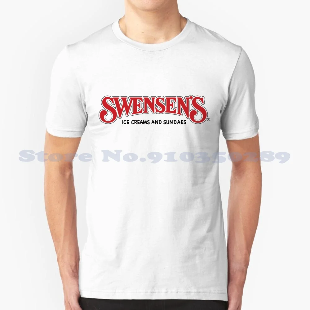 Swensen'S Ice Creams Logo 100% Cotton T-Shirt Sundaes Ice Cream Vanilla Desserts Restaurants Cake Strawberry