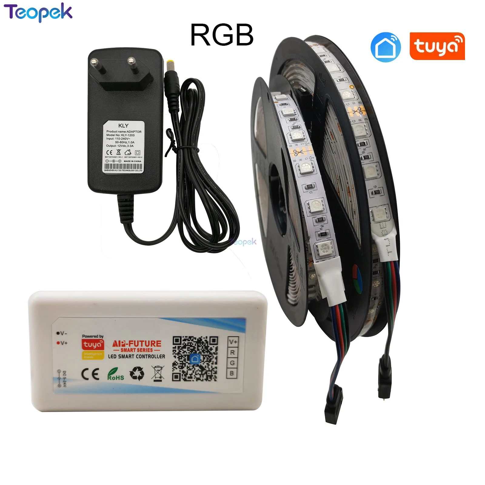 Tuya Wifi Led Strip Set Rgb Rgbw Rgbcct 5M 5050 300Leds Flexibele Led Light + Smart Leven App controller + 12V 3a Power Adapter