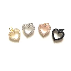 5pcs Mini Small Size Heart Charm for Women Jewelry Making Exquisite Clear Black Rhinestone Pave Pendant Bracelet Necklace Design