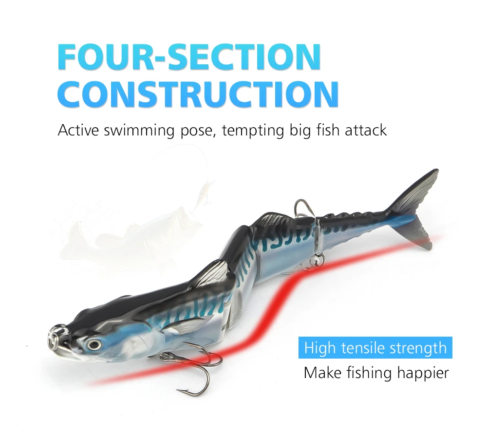 Iscas de pesca de atum para água salgada e água doce, Swimbait, baixo articulado duro, 210mm, 78g, amostra grátis