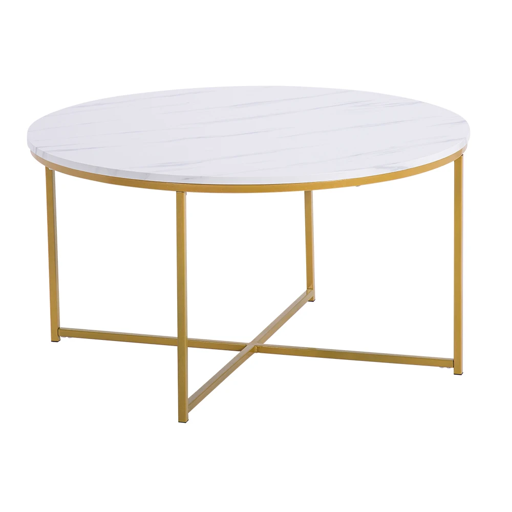 Two Colors [90x90x48.5cm]  Marble Simple Round Coffee Table  Side Table for Living Room