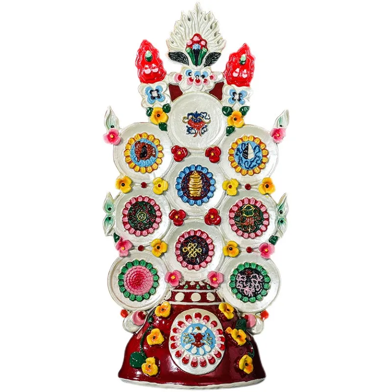 30cm Tibetan Supplies Eight Auspicious Symbol Duoma Shizi Collective Resin Home/Temple Putting Decorate Crafts
