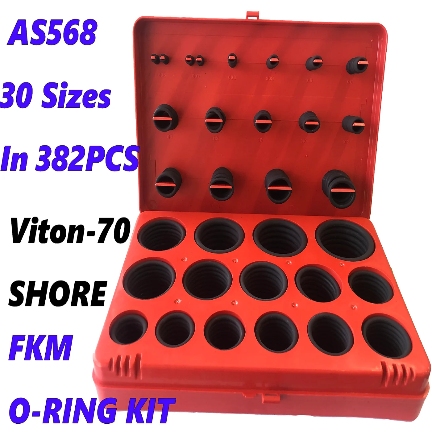 FKM O-Ring kit AS 568 standard 30 Sizes=382pcs Viton Rubber Seal O RING ASSORTMENT O-RING BOX O-RING KIT 5V