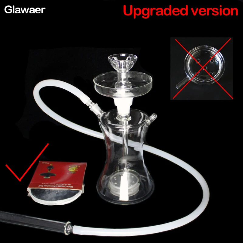 2018 New Arrival Classic Glass Hookah Shisha for Smoking Glass Tube Silicone Hose Chicha Nargile with LED and Aluminium Foil