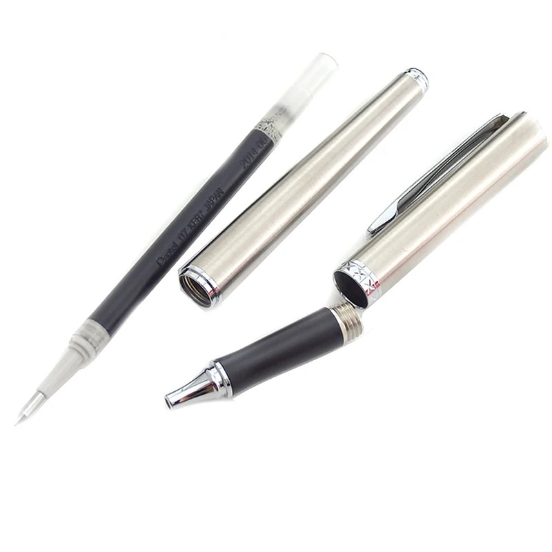 1pcs 2019 Pentel Metal Gel Pen 0.7 Mm K600 Heavy Hand Low Center of Gravity Signature Pen Metal Texture Non-slip Pen Grip Design