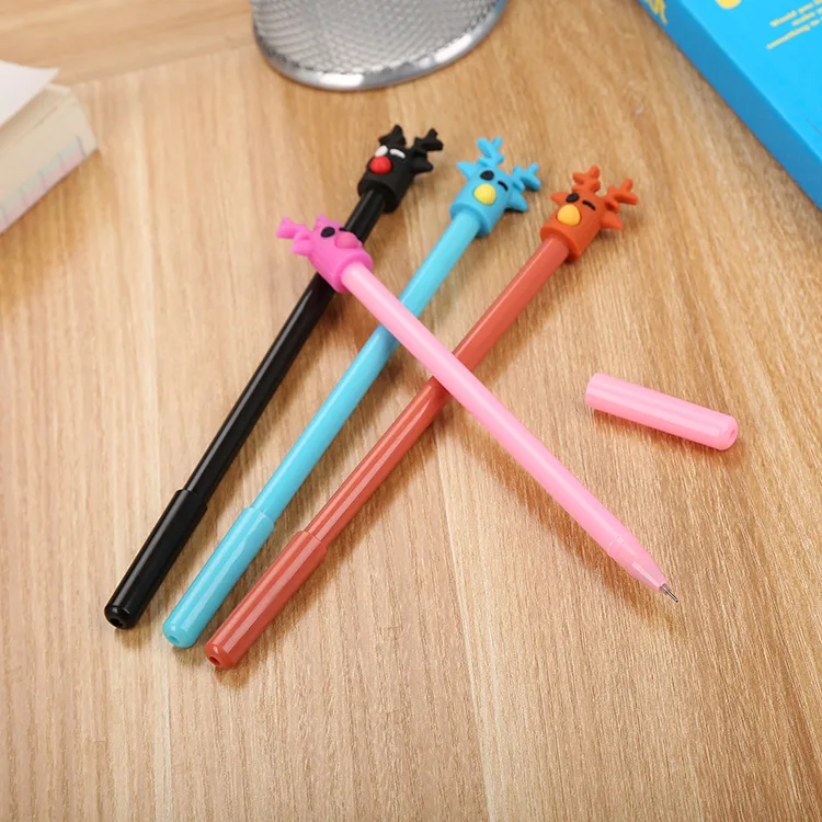 24 Pcs Creativo Della Cancelleria Del Fumetto Alce Penna Gel Carino Cervi Studente Forniture Per Ufficio Penna Firma Kawaii Penna Penne per la Scrittura