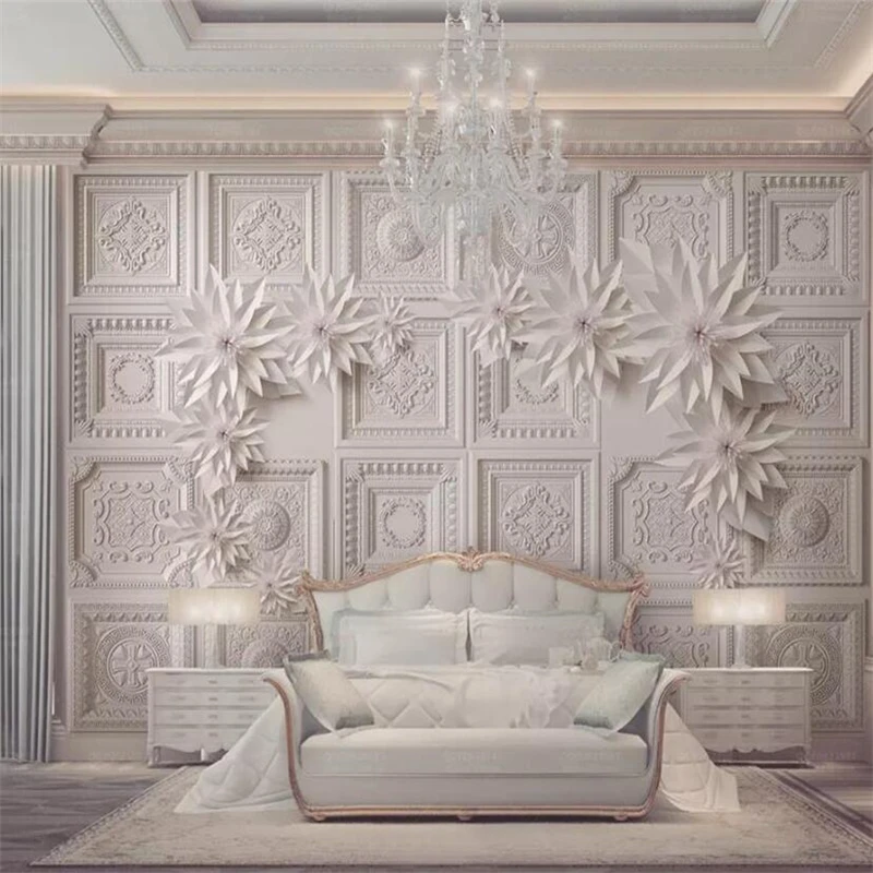 

wellyu Custom wallpaper 3d photo mural обои beautiful European-style relief brick 3d wallpaper flower background Papel de parede