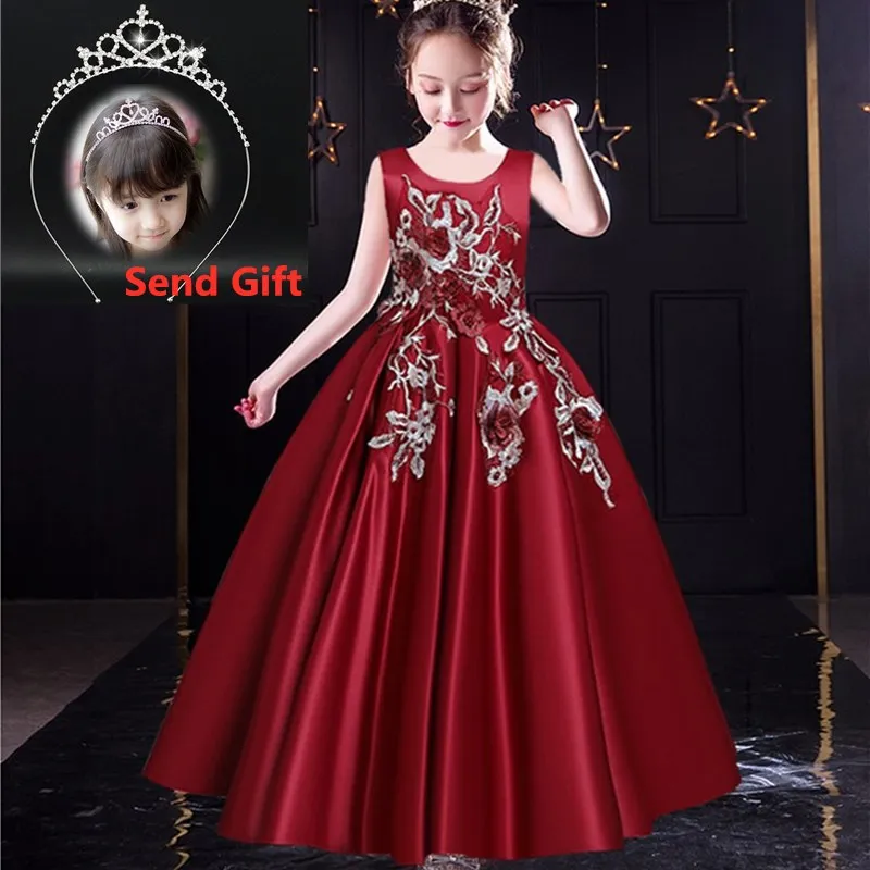 Abito da principessa da sera per bambini per la prima comunione abito lungo da sposa per bambina abito da ballo per bambini costume da spettacolo di bellezza per bambini