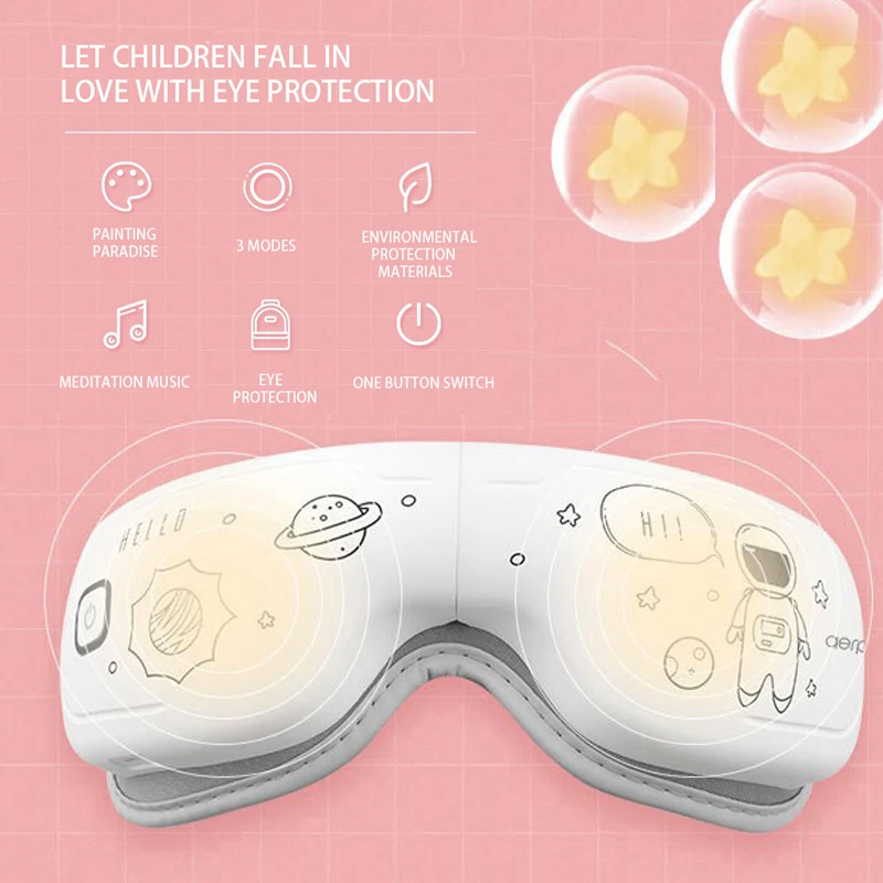 

3D Childrens Eye Massager DIY Pattern Child Vibration Eye Massager Prevent Myopia Relieve Eye Fatigue Heating Therapy Glasses