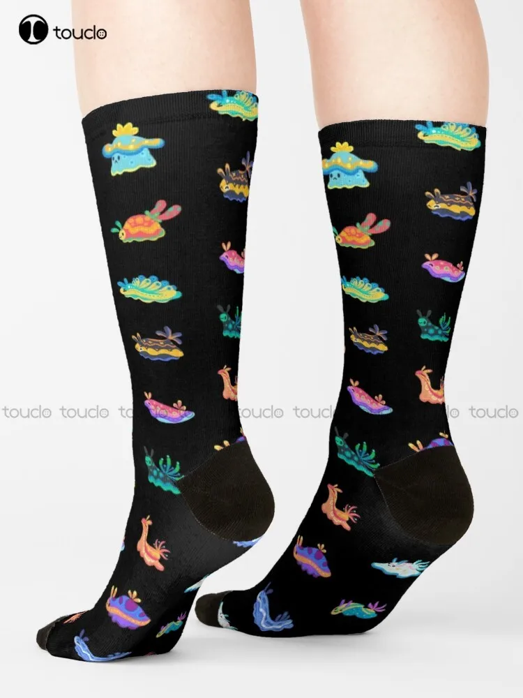 Meer Slug-Schwarz Socken Halloween Socken, Personalisierte Unisex Erwachsene Teen Jugend Socken 360 ° Digital Print Mode Neue