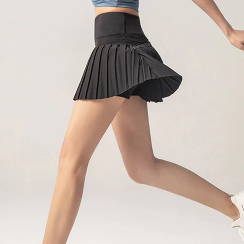 Tennis Skirts Women Golf Pleated Pantskirt Sports Fitness Shorts Pocket High Waist Yoga Running Shorts Skirt Gym Clothing