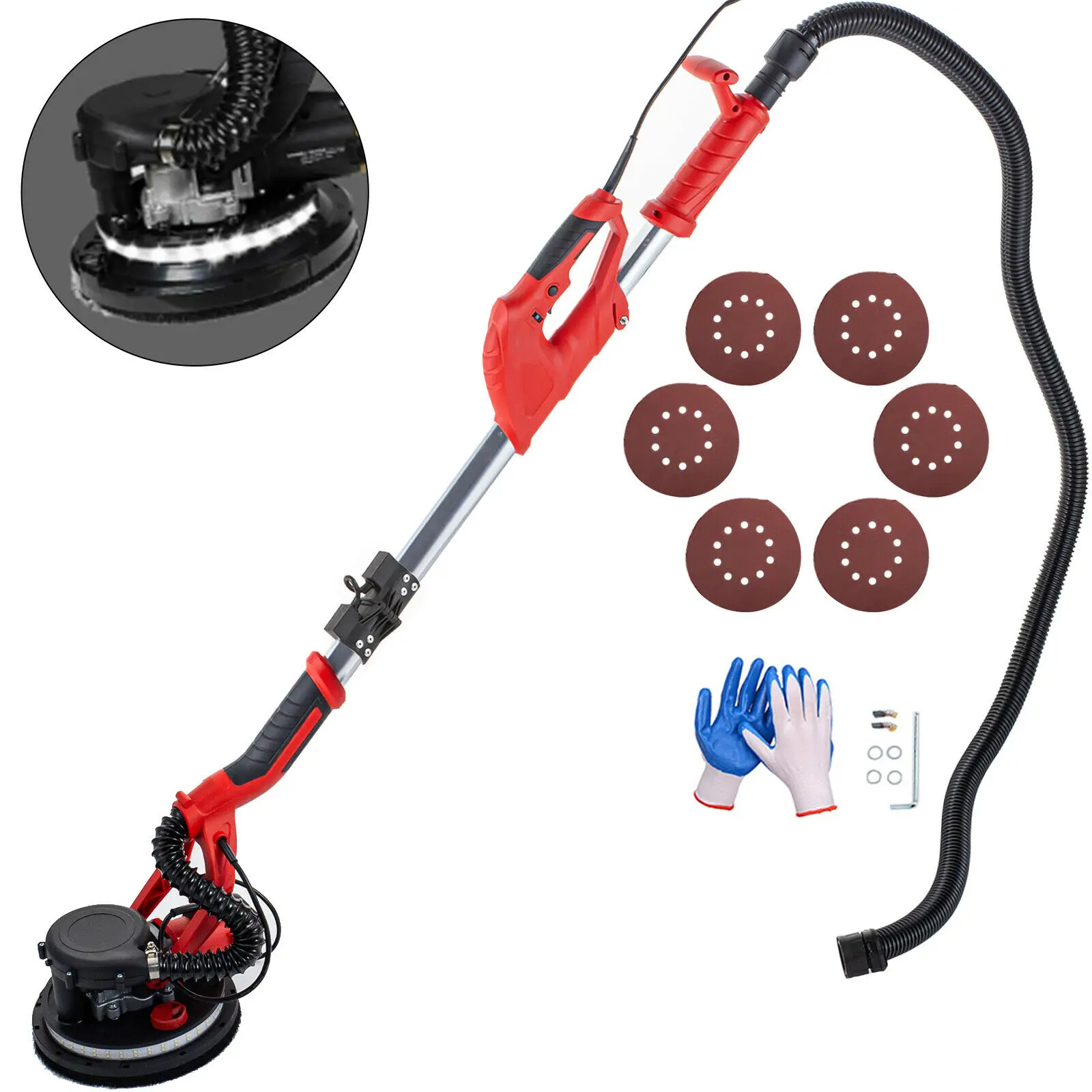 Listrik Drywall Sander 750W Foldable Dinding Sander LED Strip Light Disc Sander