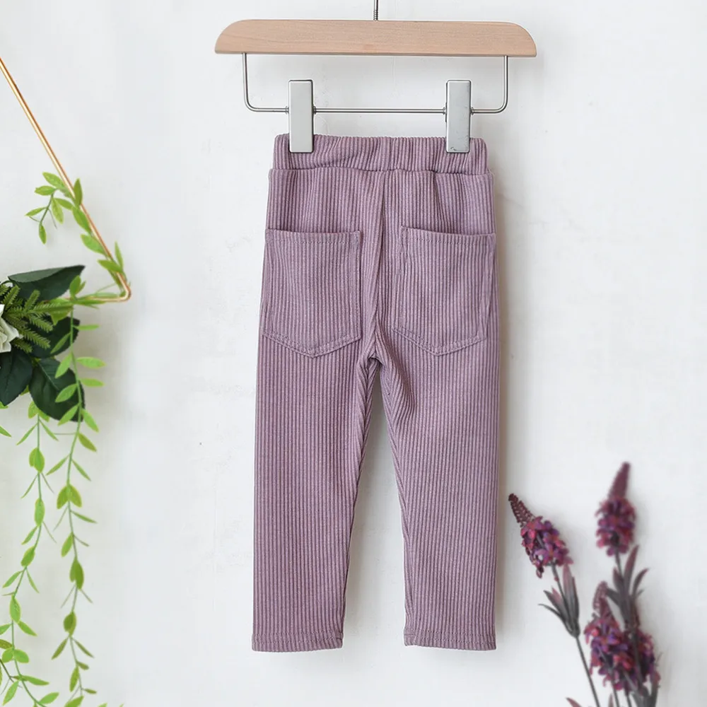 New Boys And Girls Big Pp Pants Trendy Threaded Cotton Thick Pocket Leggings Toddler Casual Baby Outer Wear Pants