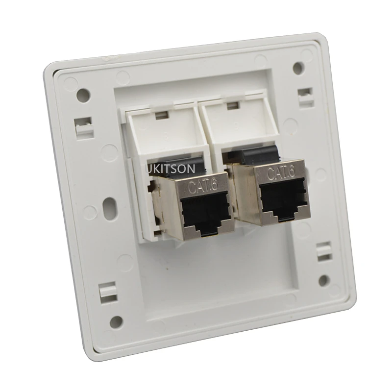 CAT 6 RJ45 LAN Connector Wall Panel Faceplate With 2 Ports Shielded CAT6 Keystone Jack Plug Outlet