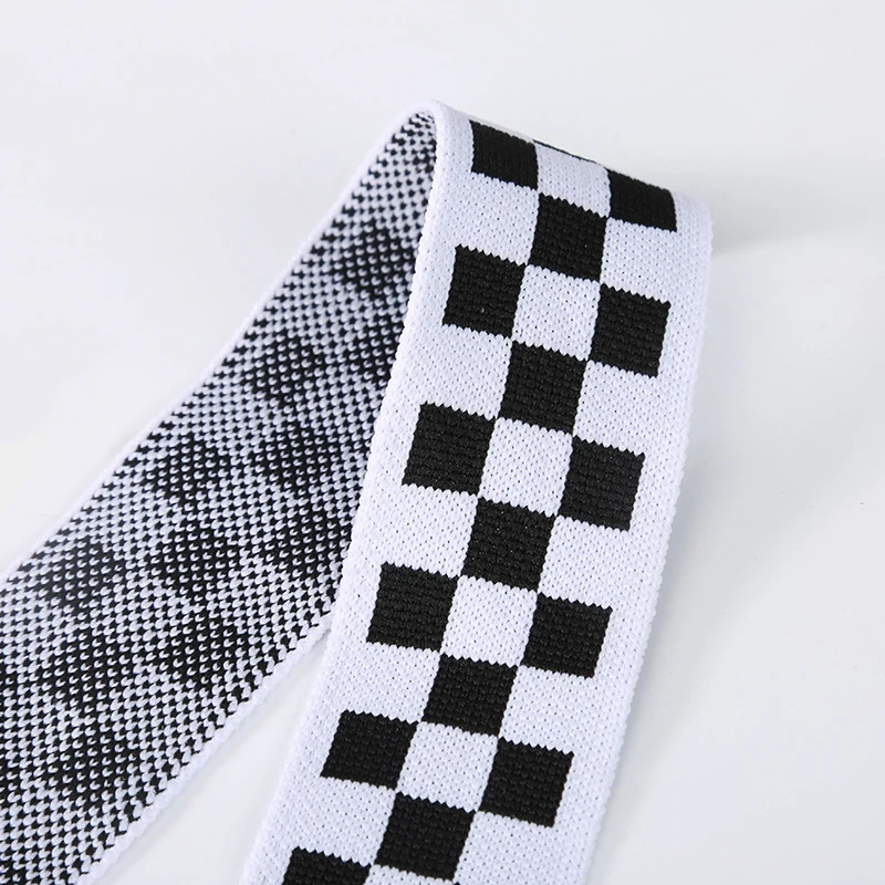 4.5cm Polyester Ribbon Black White Lattice Tape Tiny Stretch Knitted Plaid Webbing DIY Craft Underwear Belt Sewing Accessories