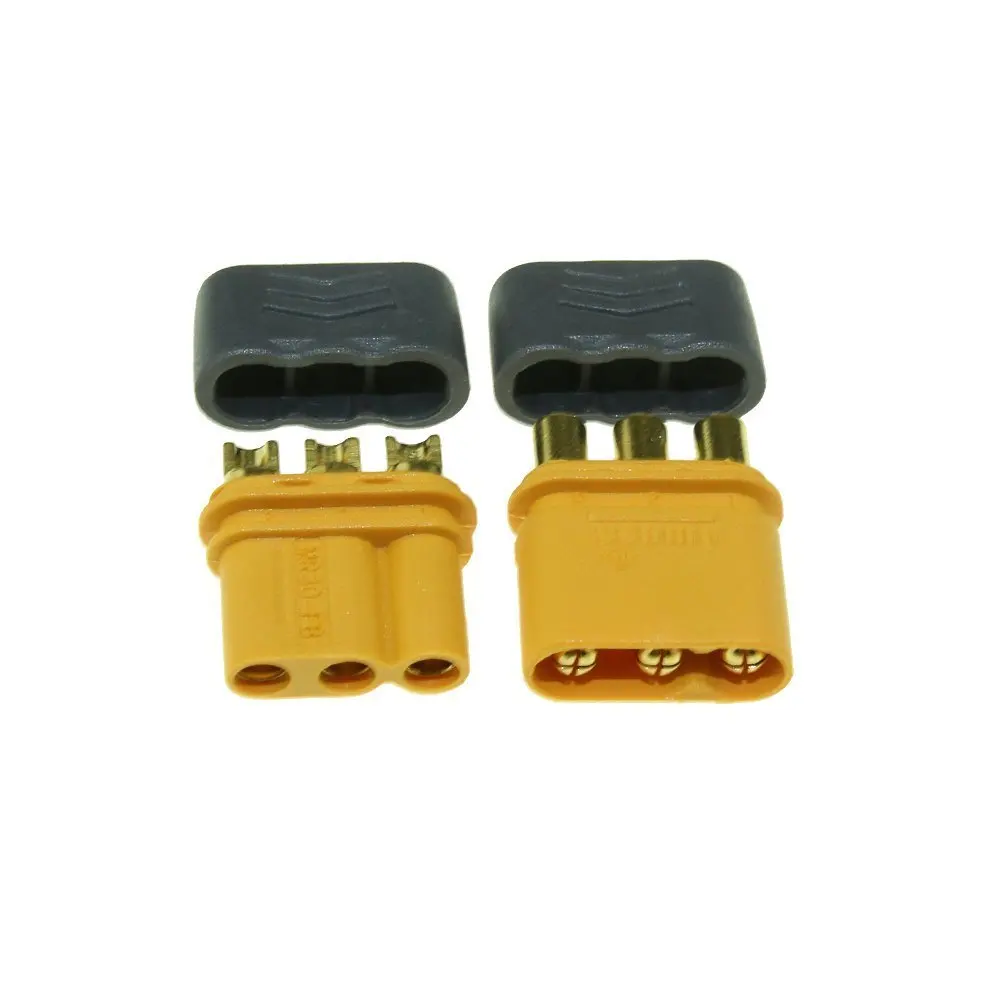 1Pairs Amass MR30 Plug Male and Female 2mm golden Plated Bullet Connectors with Lock Protective Sleeve for Controller/Motor