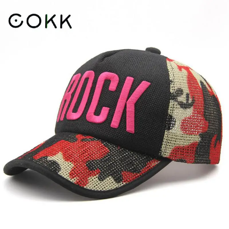 

COKK Baseball Caps Men Women Embroidery Camouflage Snapback Female Hip Hop Hat Summer Breathable Mesh Sun Gorras Unisex Bone