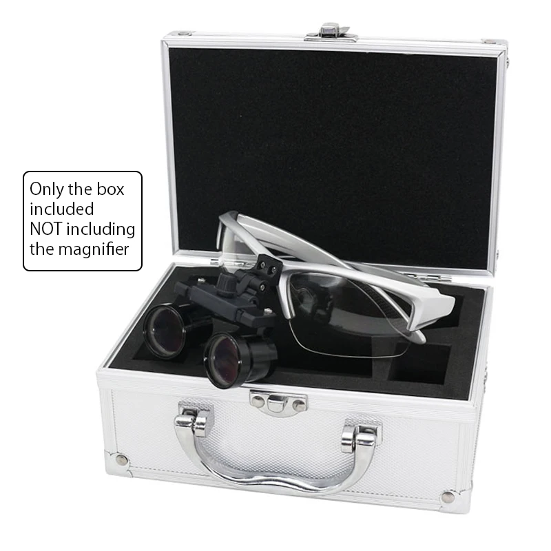 Aluminium Alloy Suitcase Binocular Magnifier Packing Box Built-in Bubble Metal Box with Lock for Eyeglass Type Dental Loupe