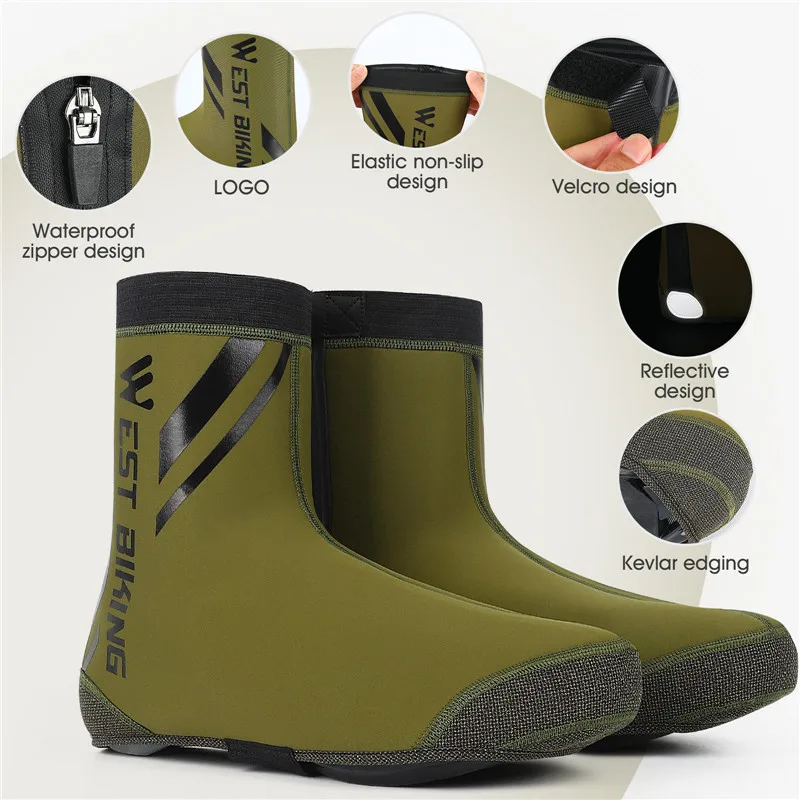 WEST BIKING Cycling Shoe Cover Windproof Warm Neoprene Bicycle Boot Cover Half Shoe Cover MTB Road Bike Waterproof Overshoes