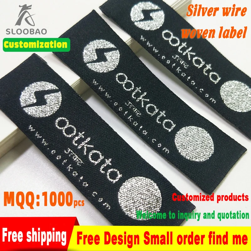 

Customed Computer Silver Metal Wire Yard Logo Care Washing Woven Labels Both Sides Mailing Clothing Garment Accessories Tags