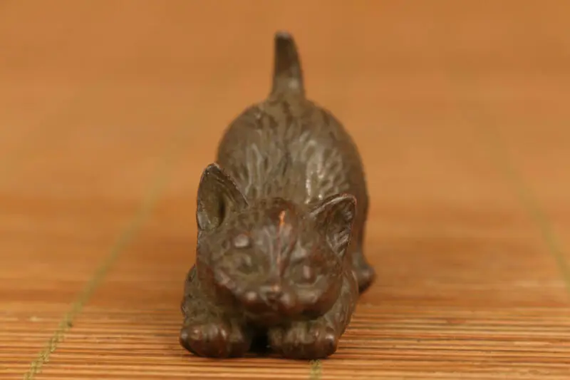 Rare Lovely chinese Old bronze Cat statue figure Collection home decoration gift