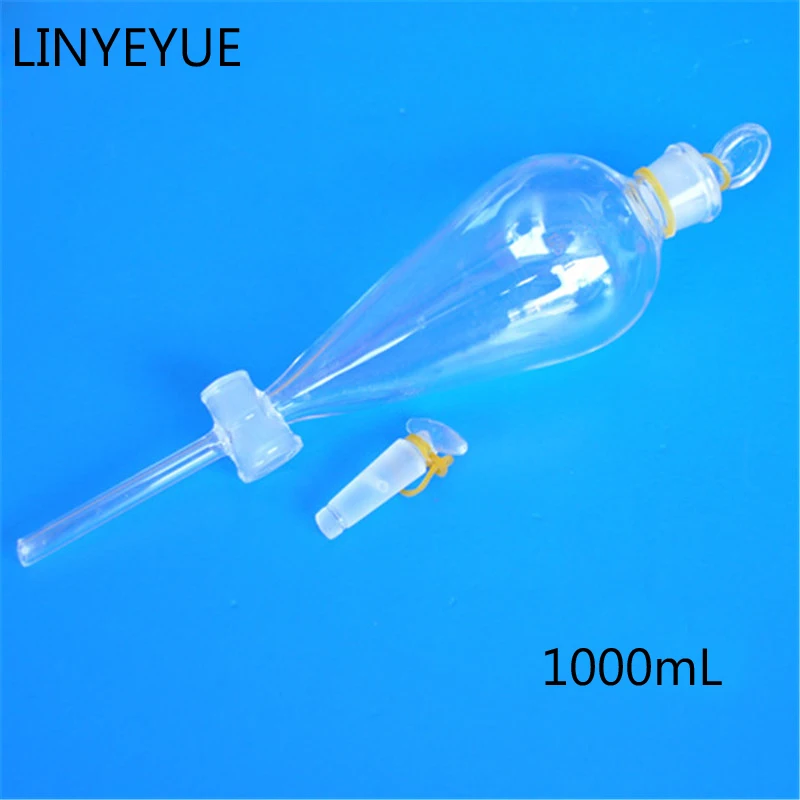 

2 pieces/pack 1000mL Glass Separating Funnel with Glass Stopper Screw Tap Separatory Funnel Laboratory Glassware Free Shipping