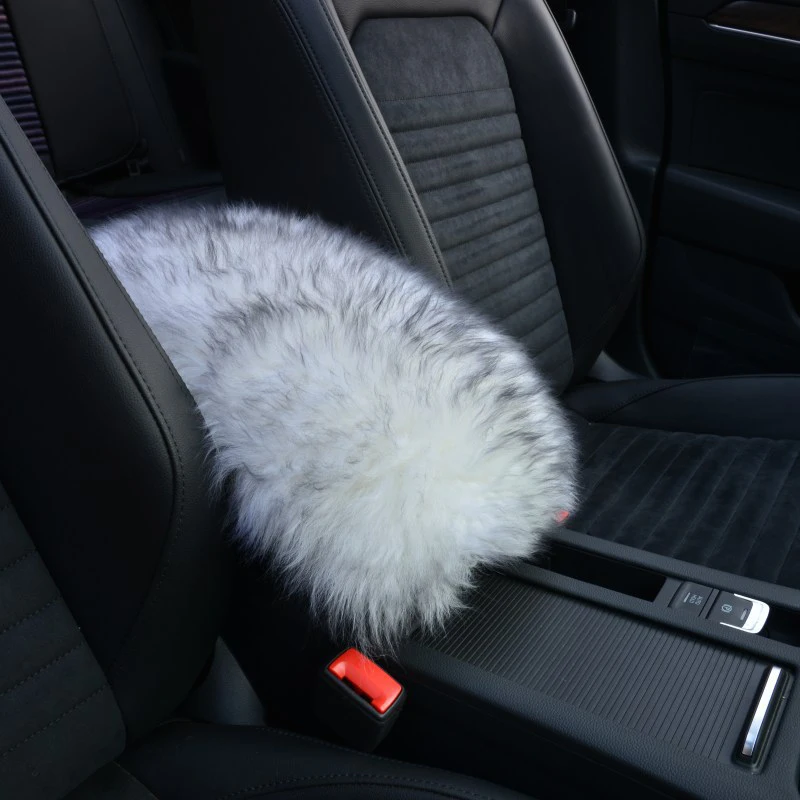 Universal Real Fur Plush Sheepskin Center Console Cover Furry Warm Fluffy Wool High Qulaity Furry Armrest Cover Car Accessories