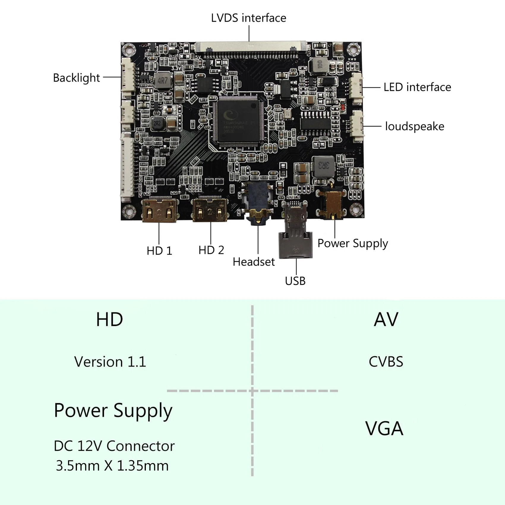 HD-MI Mini LCD Controller Board VS-V56SP-V1 Compatible Work With 10.1inch 1280x800 B101EW05  LP101WX1 HSD101PWW1 LCD Screen