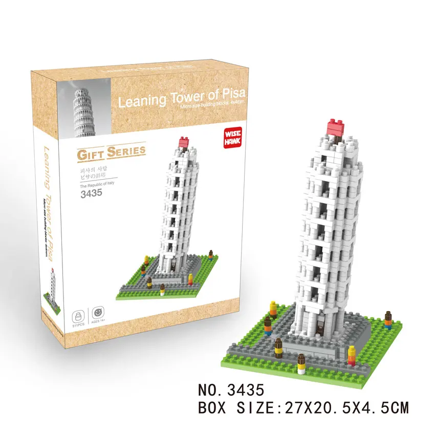 WiseHawk New Arrival World Famous Architecture Mini Block Statue Of Liberty Plastic Construction Micro Brick Educational Kid Toy