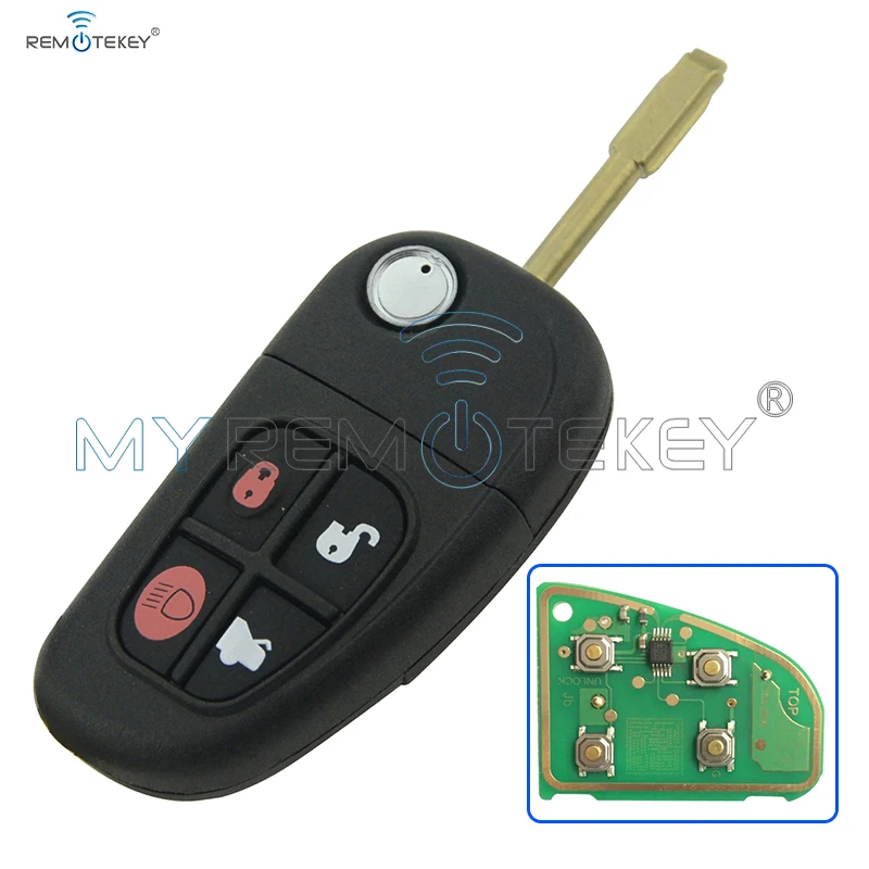 

Remtekey Flip Remote Car Key 4 Button FO21 Key Blade 4D - ID60 Chip 434 Mhz For Jaguar XJ XJR S X Type 2002 - 2009