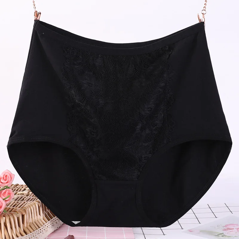 3PCS  Summer Women's Panties High Waist Underwear Cotton Briefs Lingerie Sexy Lace Underpants Solid Breathable Female Intimates