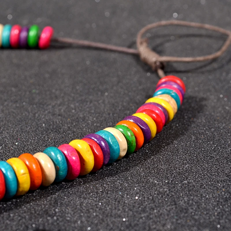 UDDEIN Vintage Handmade Colorful Long Necklace For Women Party Jewelry Chain Necklace & Pendent Wood Choker