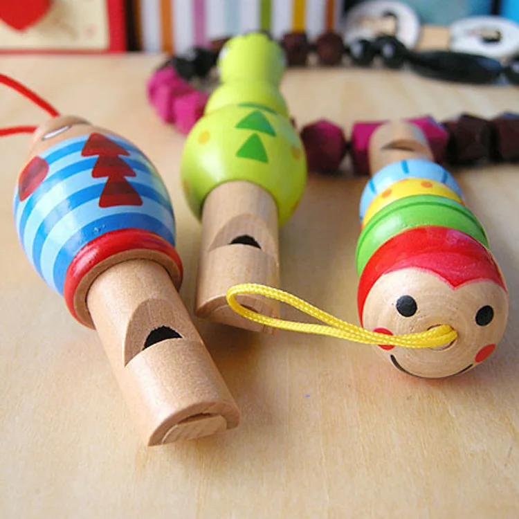 1PCS Infant Wooden Whistling Toys Cartoon Animal Whistle Educational Music Instrument Toy for Baby Kids Children Random Color