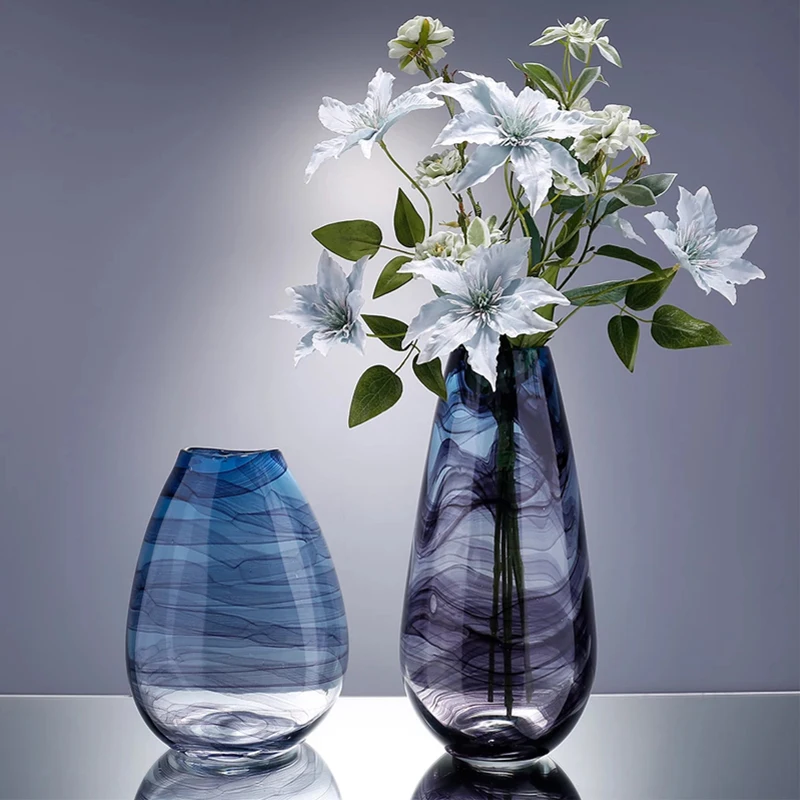 

Handmade glass vase modern art dried flower vase room arrangement gradient glass living room decoration crafts decora