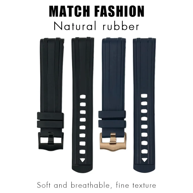 FKM Fluorous Rubber Watchband 19mm 20mm 21mm Fit for Omega Seamaster 007 Rose Gold Buckle Soft waterproof Silicone Watch Strap