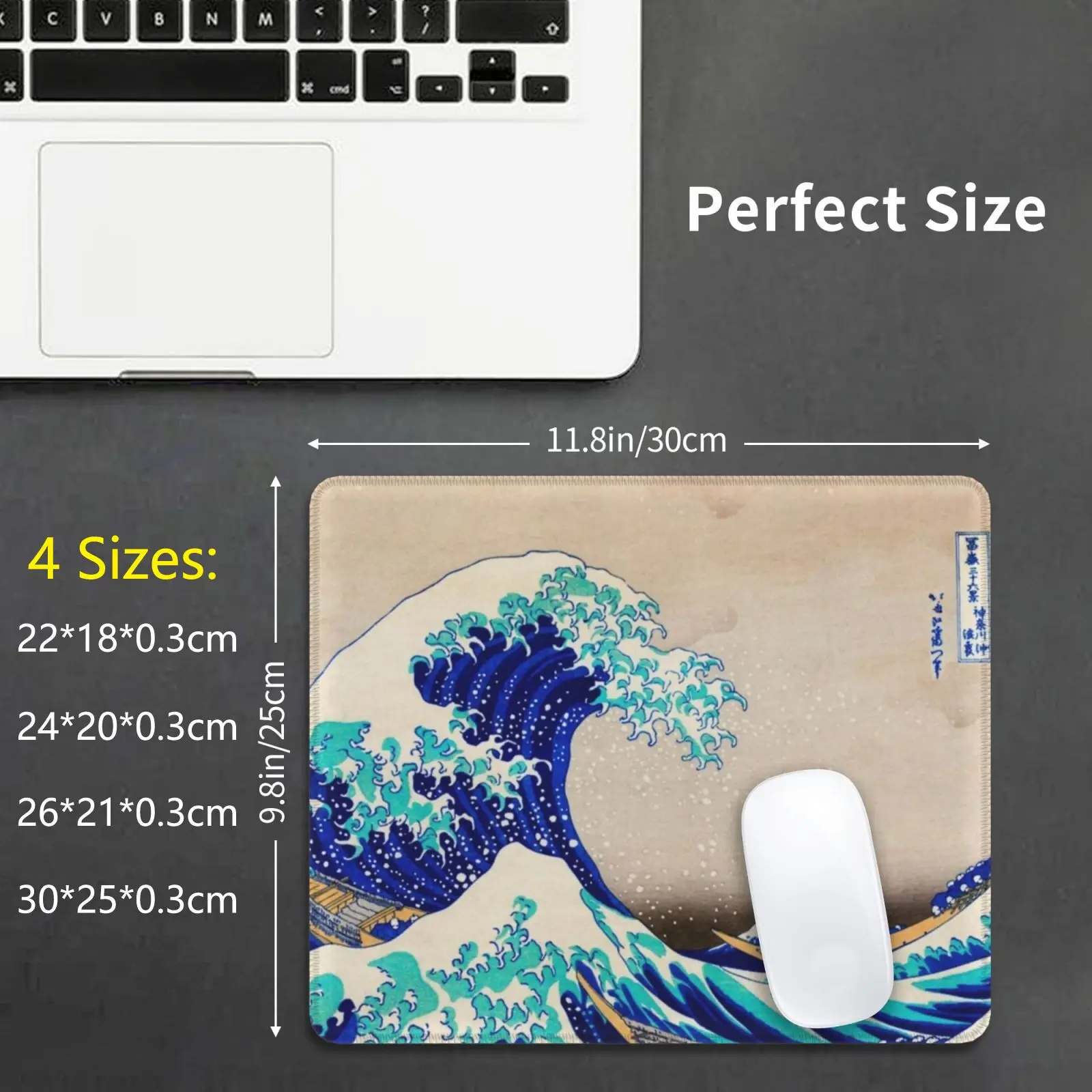 Extreme Waves Mouse Pad DIY Print Extreme Waves Sea Ocean Fisherman Water Hokusai Japanese Ukyio E Style