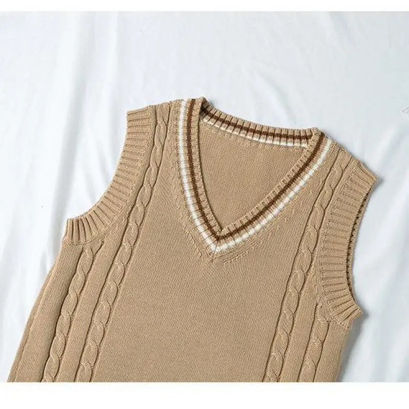 New 2021 Fashion Style JK School Uniform Vest Sleeveless Pullover Sweater Vest Japanese Uniform Cotton Cosplay Knitwear Sweater