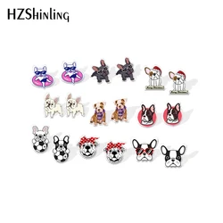 2020 New French Bulldog Stud Earring Funny Dog Acrylic Earrings Resin Epoxy Handmade Jewelry