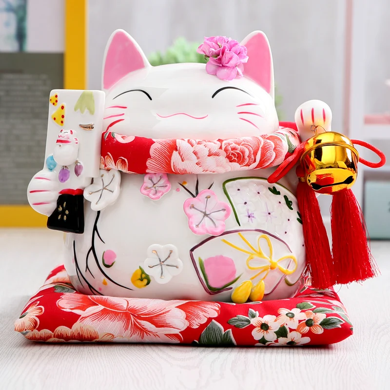 Crafts Arts Home decoration Gold Lucky Cat genuine Japanese youth nouveau riche large ceramic ornaments / opening / holiday gift