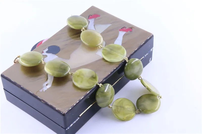 fashion design green beads chain handle diy decoration beads handle