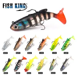 NGB 6/8/10CM 3D Eyes Fishing Lures With T Tail Pike Soft Lure Treble Hook Baits Artificial Bait Jig Head Crankbait