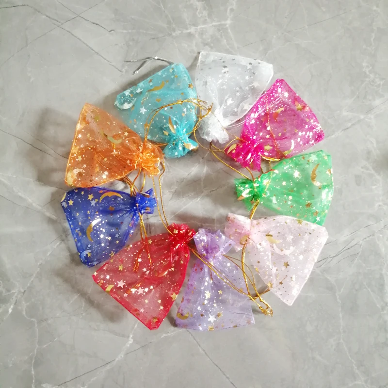 500pcs Star Moon Jewelry Packaging Bag Small Bag for Jewelry Pouch Mini Drawstring Storage Bags Organza Gift Bags Wedding Pouch